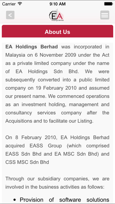 EA Holdings Berhad Investor Relations screenshot 4