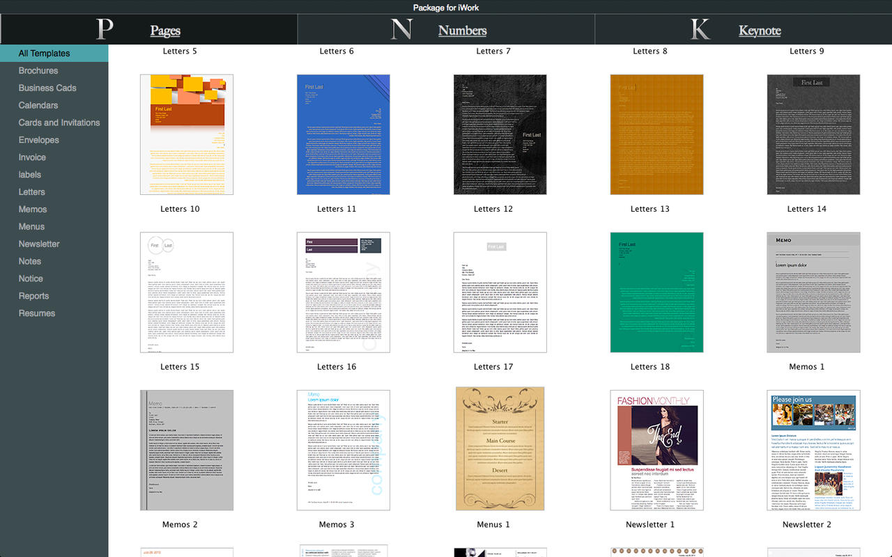 templates for iwork