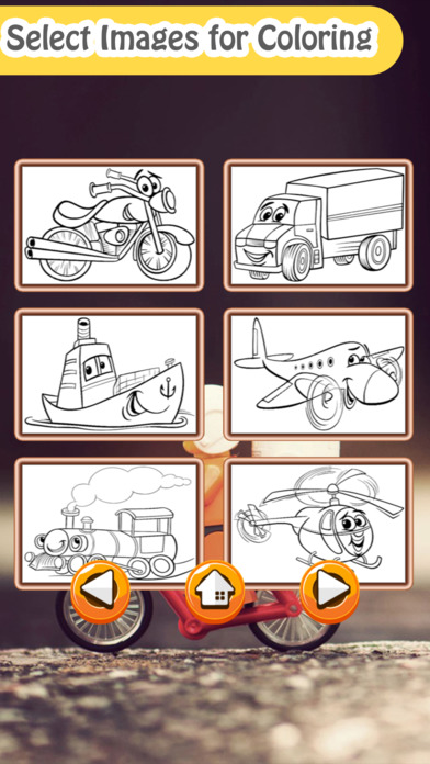Vehicles Car Coloring Book Image Drawing Pages Set screenshot 2