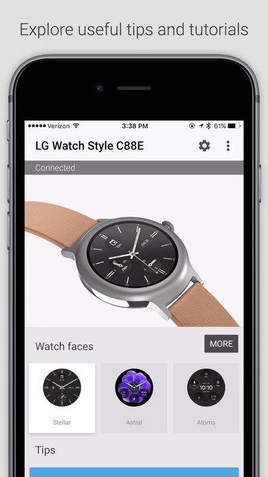 Screenshots of Android Wear for iPhone