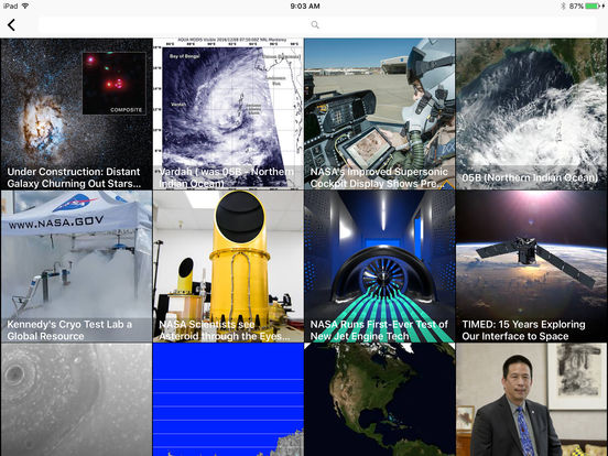 Screenshots of NASA for iPad