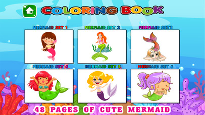 Cute Mermaid Coloring Book Pages Free - Kids Games screenshot 2