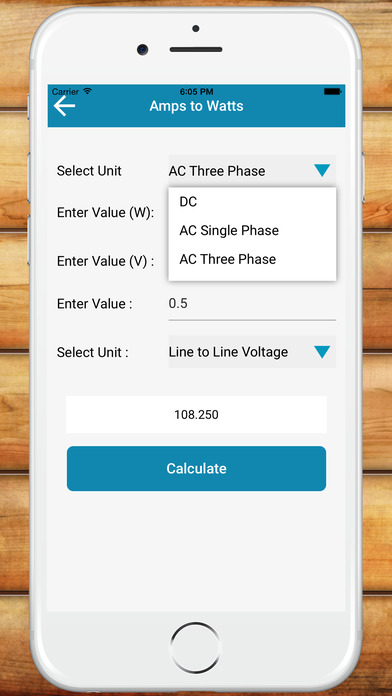 Watts to Amps And Amps to Watts Calculator screenshot 4