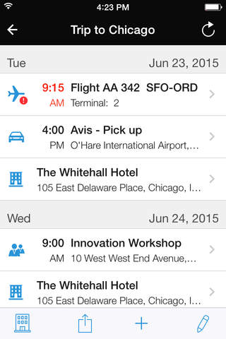 WorldMate Travel Plans & Flight Tracker screenshot 2