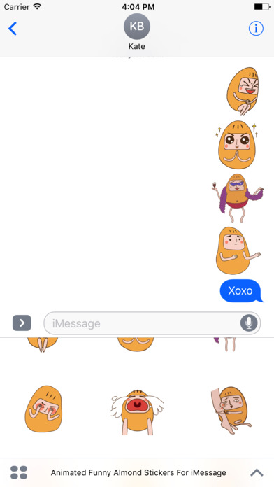 Animated Funny Almond Stickers For iMessage screenshot 4