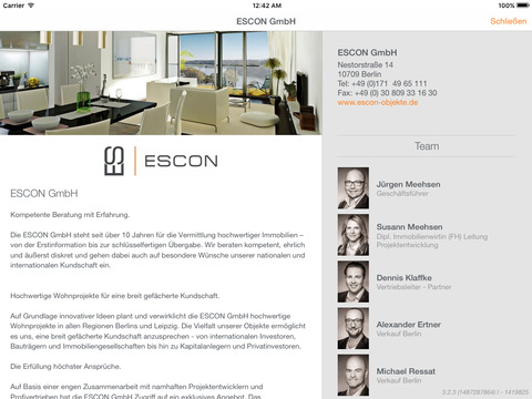 Скриншот из ESCON Immobilien - Häuser und Wohnungen in Berlin