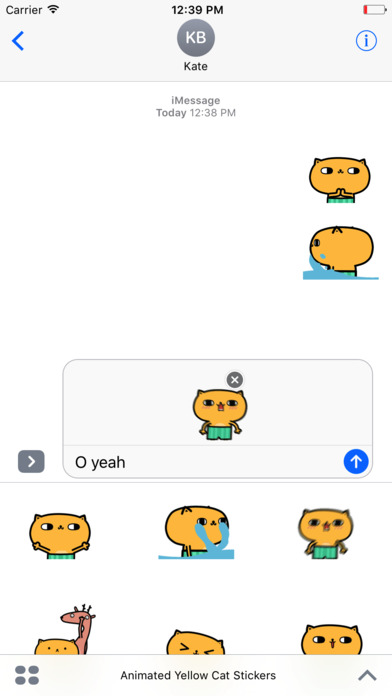 Animated Yellow Cat Stickers For iMessage screenshot 3