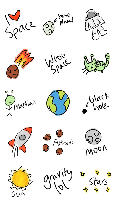 Space sticker, alien dog cat stickers for iMessage screenshot 2