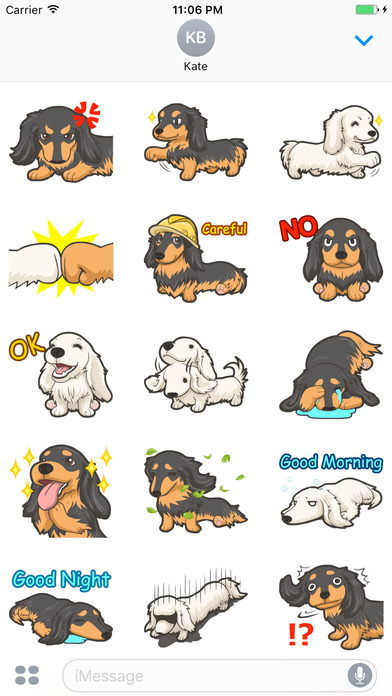 Kawaii Long-haired Dachshund Dog Stickers screenshot 2