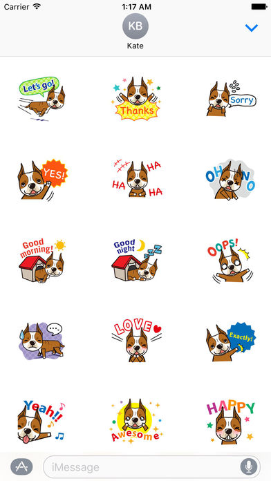 Cute American Staffordshire Terrier Stickers Pack screenshot 2