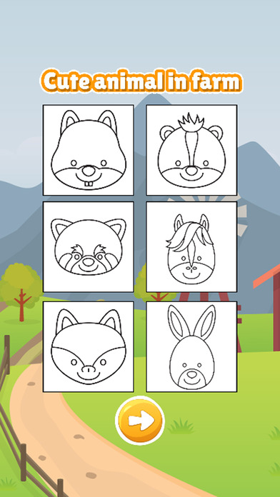 Cute animal in farm coloring book games for kids screenshot 2
