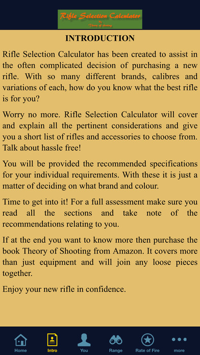 Rifle Selection Calculator App screenshot 2