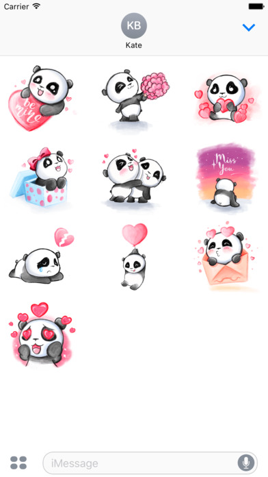 Be My Panda Valentine - Hand drawn love stickers screenshot 2
