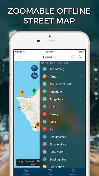 Honolulu Travel Guide with Offline Street Map screenshot 4