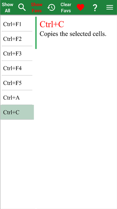 Shortcut Keys for Excel screenshot 2