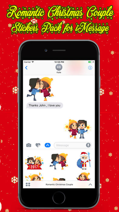 Romantic Christmas Couple Stickers Pack - iMessage screenshot 3