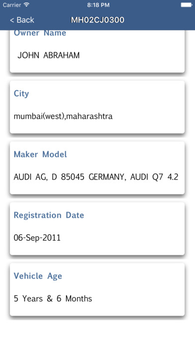 Vehicle Registration Details screenshot 2
