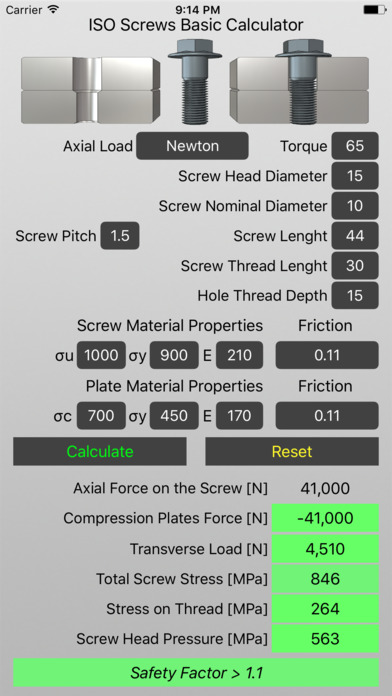 ISO Screws Basic Calculator screenshot 3