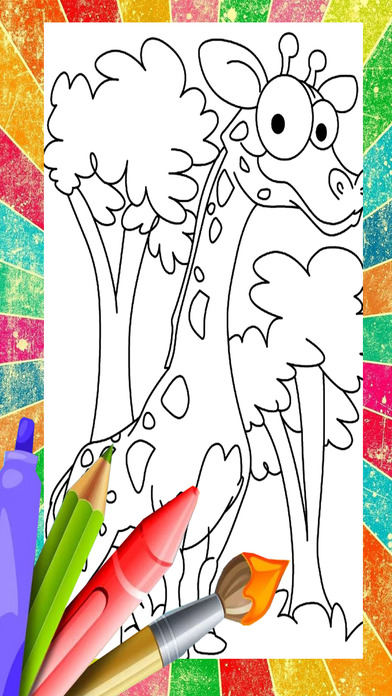 Preschool Kids Coloring Book Zoo Giraffe Game screenshot 2