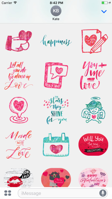 Valentine's Love Greetings for iMessage Stickers screenshot 2