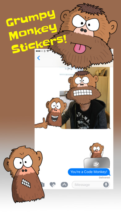 Grumpy Monkey Stickers screenshot 3