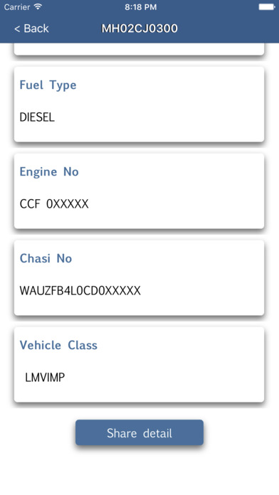 Vehicle Registration Details screenshot 3