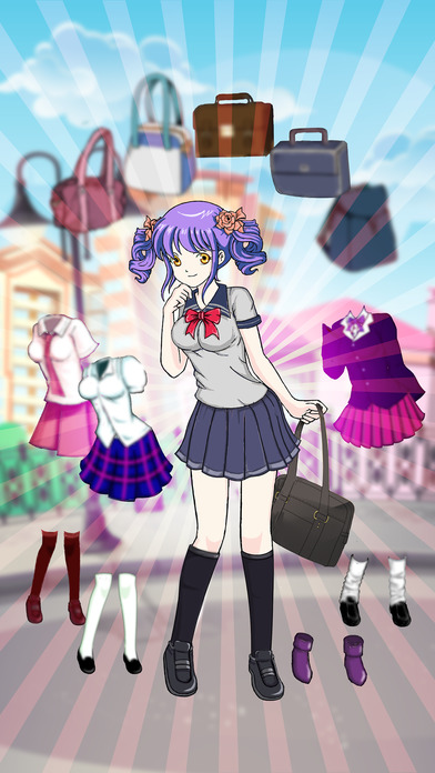 Chibi Girl Student Cartoon Dress up screenshot 2