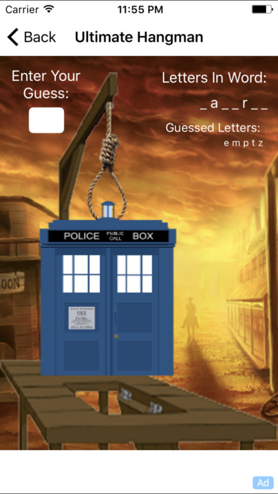 Hangman - TARDIS Edition screenshot 3