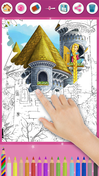 Rapunzel - Magic Princess Kids Coloring Pages Game screenshot 3