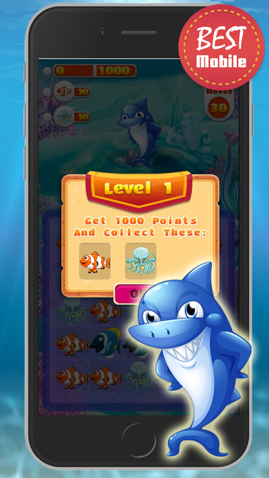 Shark hunter games Match3 for kids - world of sea screenshot 3