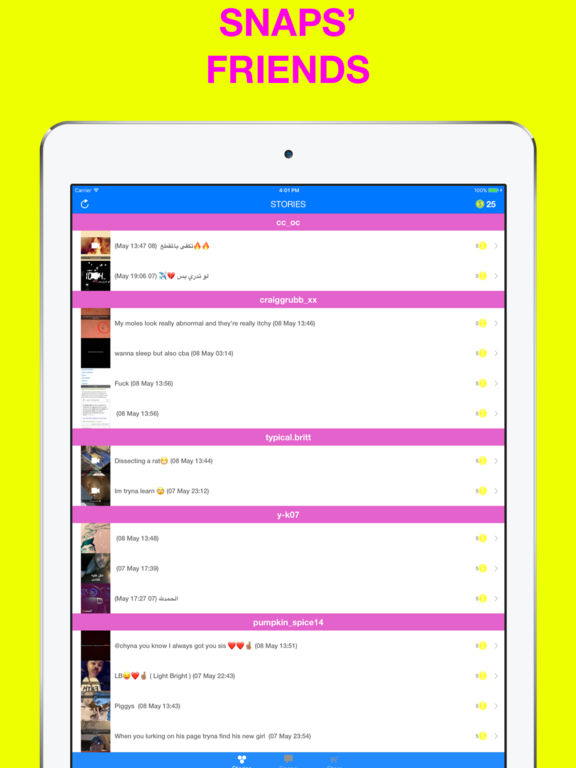 Screenshots of Stories Upload Anonymous and Score for Snapchat for iPad