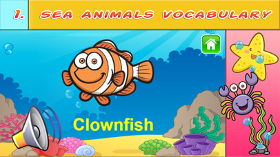Learn English Vocabulary Sea Animal Coloring Pages screenshot 2
