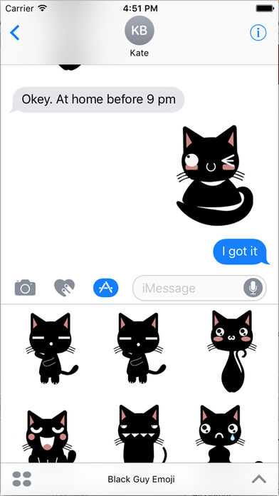 Black Cat Humor Sticker - Black Emoji Pack screenshot 2