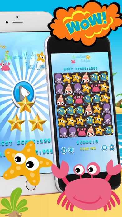 Sea animal Match 3 Puzzle Game For Kids screenshot 2