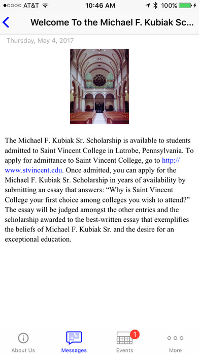 Kubiak Scholarship screenshot 2