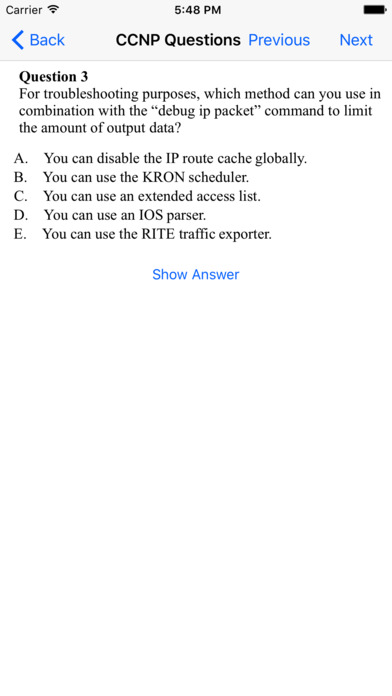 CCNP Question, Answer and Explanation screenshot 4