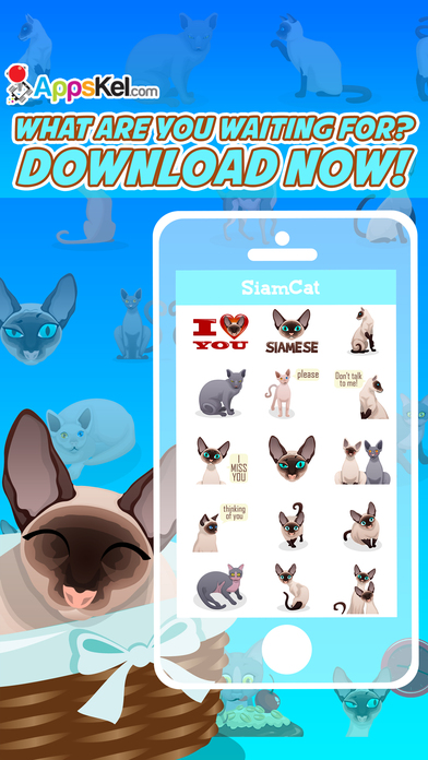 Siamese Cat Emoji – Stickers for Text Messages Pro screenshot 4