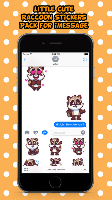 Little Cute Raccoon Stickers Pack for iMessage screenshot 2
