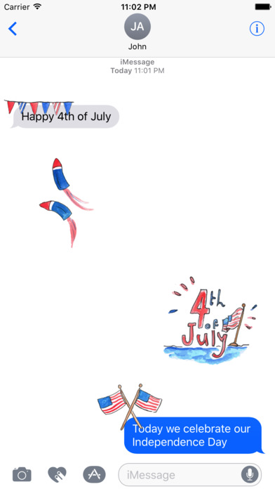 Watercolor Independence Day Celebration Stickers screenshot 3