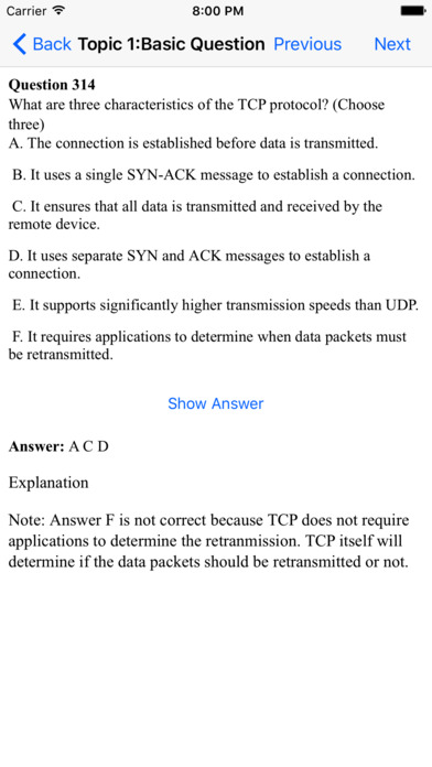 CCNA Question, Answer and Explanation screenshot 3
