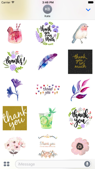 Thank You From the Heart Flowers & Drinks Stickers screenshot 2