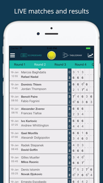 free live tennis scores