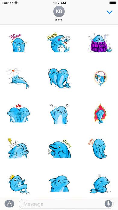 Watercolor Funny Dolphin Sticker screenshot 2