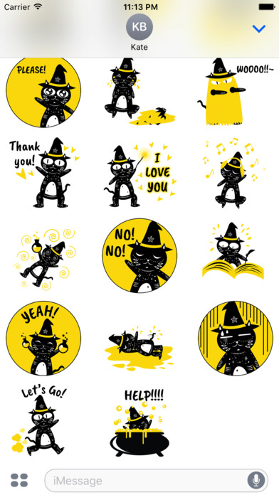 Animated Black Cat Witch Stickers Pack screenshot 2