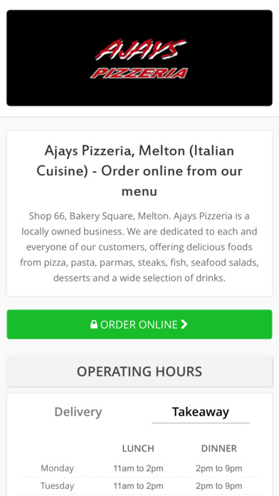 Ajays Pizzeria Melton screenshot 2