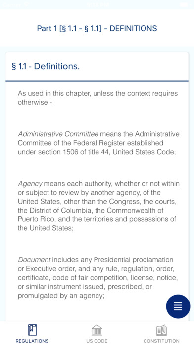 GovRegs: US Constitution, laws, & regulations screenshot 2