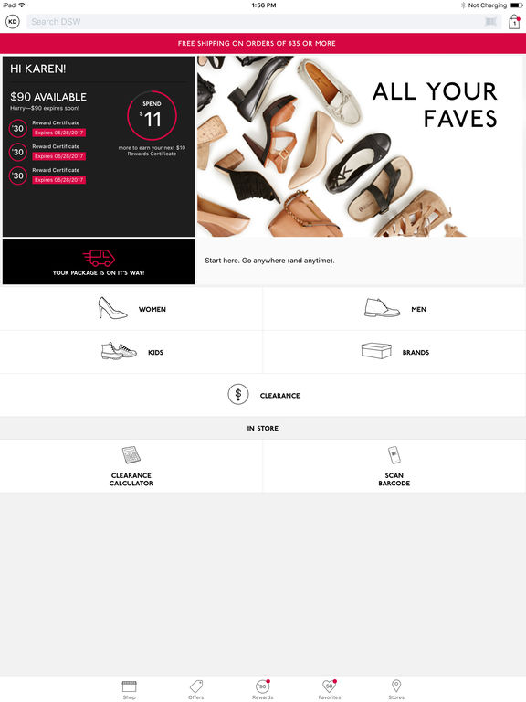 Screenshots of DSW Designer Shoe Warehouse for iPad