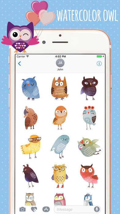 Watercolor Owl Stickers Pack screenshot 3