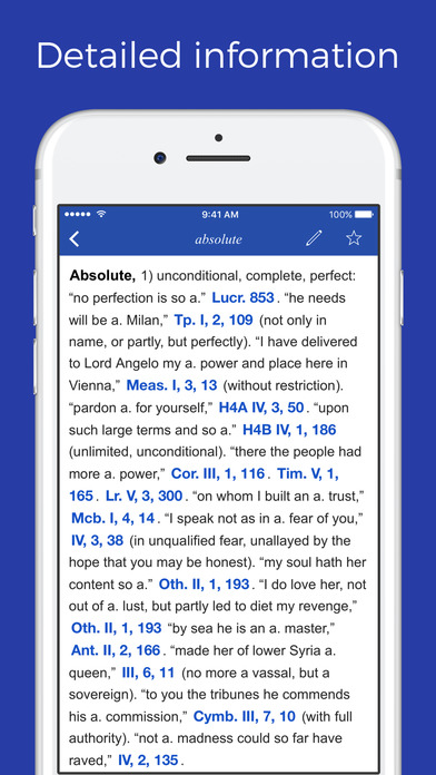Shakespeare glossary, lexicon and quotation screenshot 3