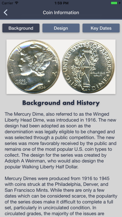 Mercury Dimes - Coin Guide & Collectoin Tracker screenshot 2